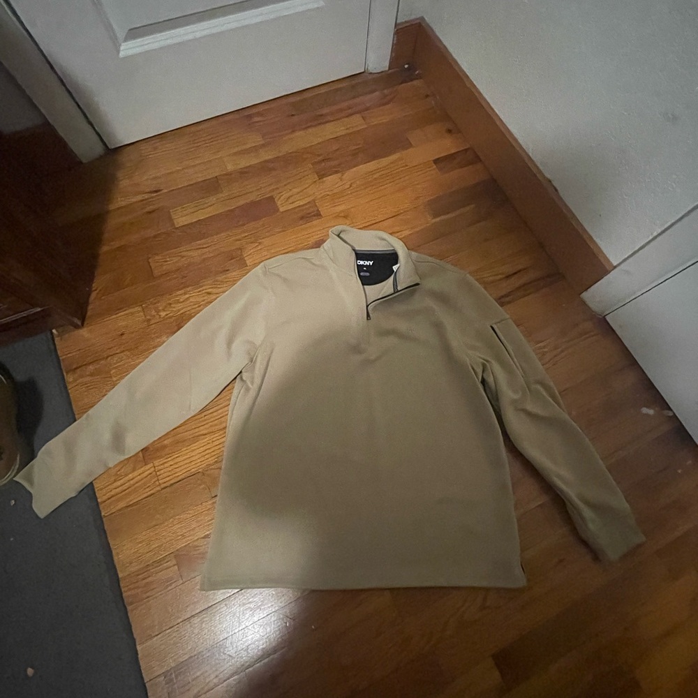 DKNY Beige Quarter-Zip Top